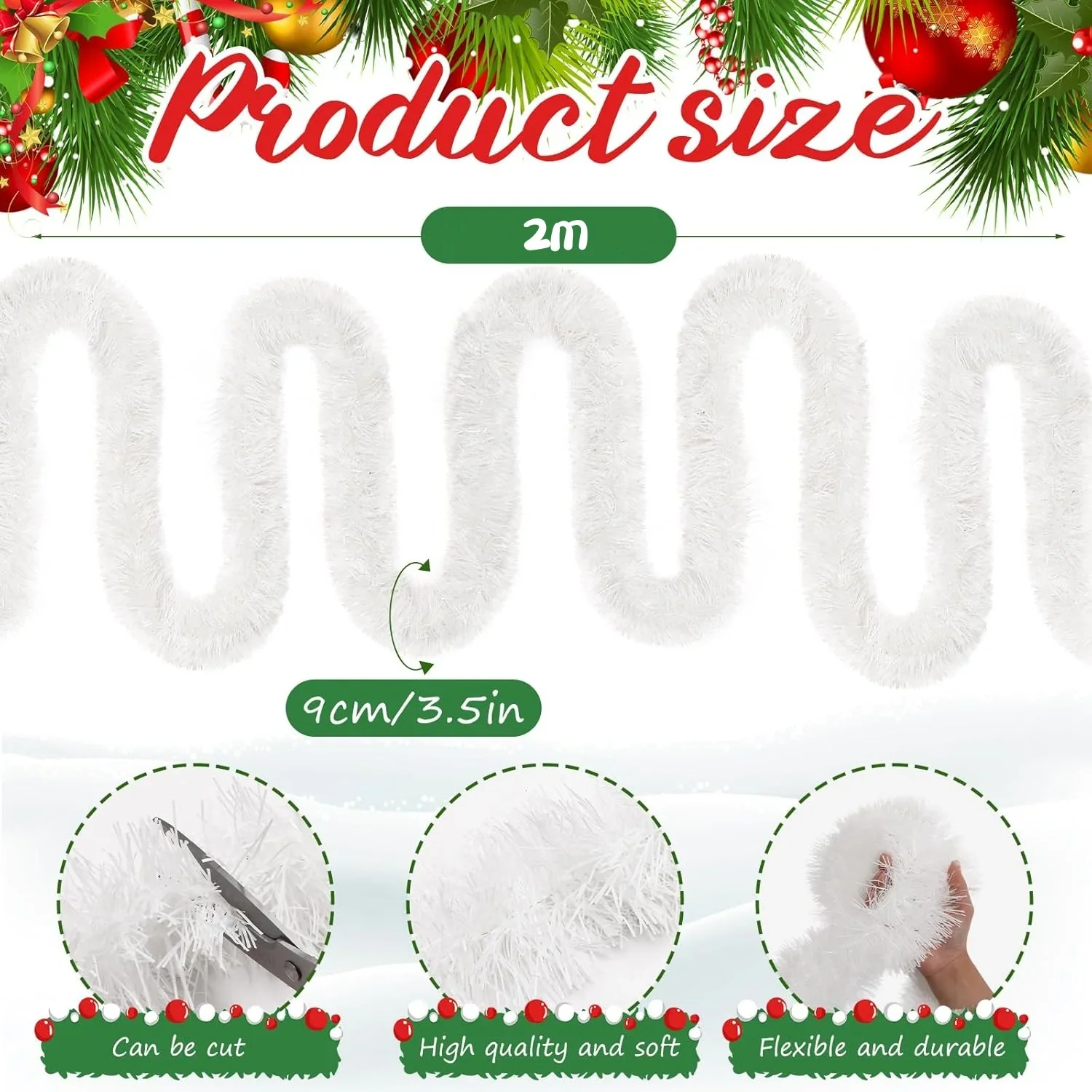 1PC 2m Christmas Tinsel Ribbon - Tinsel Garland Decoration ulasan dan harga